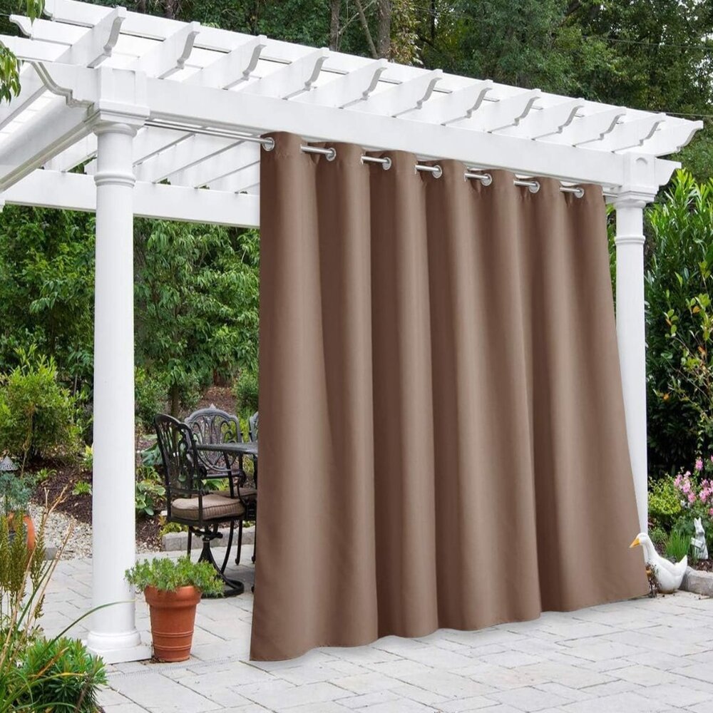 NICETOWN Outdoor Curtain for Patio Waterproof, Thermal Insulated Rustproof Gromm